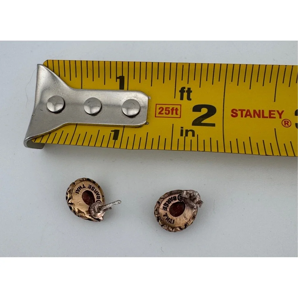 Barse Sterling Silver Teardrop‎ Red Stone Stud Earrings